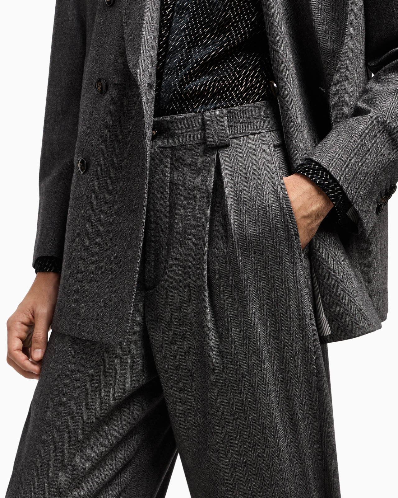HERITAGE LINE DOUBLE-BREASTED SUIT IN CHEVRON VIRGIN WOOL AND CASHMERE - 6