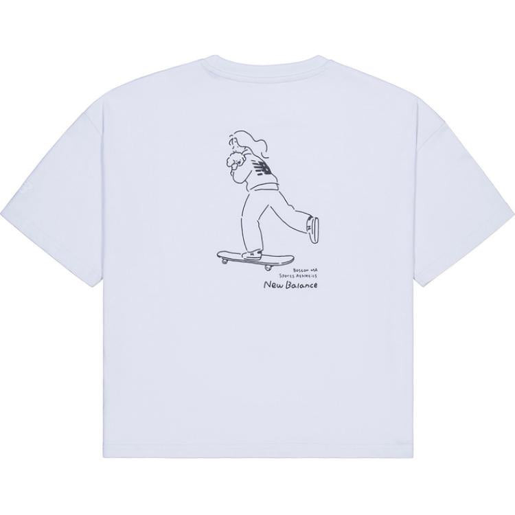 (WMNS) New Balance x Tombonia Skateboarding Graphic T-shirt 'Light Blue' AWT42321-SL1 - 2