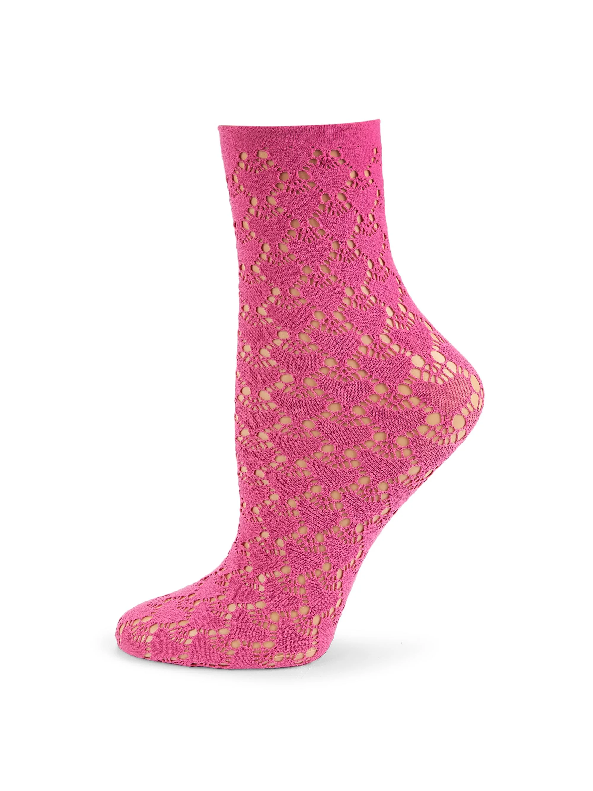 Women's Emotion Mesh Socks - Hot Pink - 1