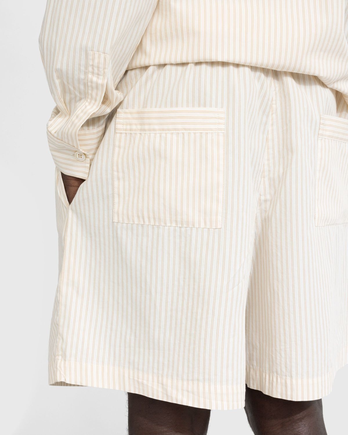 Birkenstock x Tekla – Poplin Pyjama Shorts Wheat Stripes - 6
