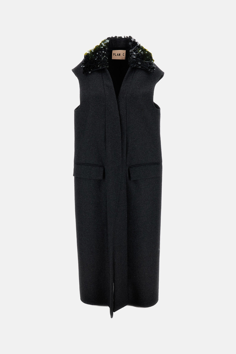 LONG VEST WITH SEQUIN COLLAR 1