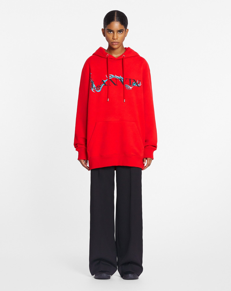 Lanvin DRAGON PRINT LOOSE-FITTING HOODIE outlook