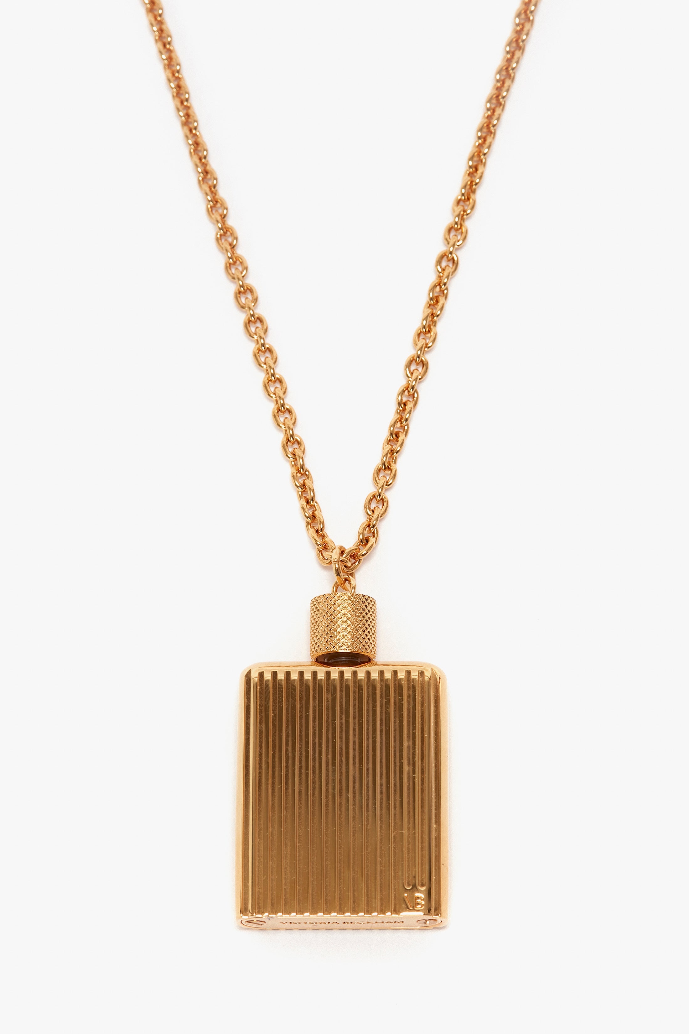 Exclusive Perfume Bottle Necklace In Brushed Gold - 5