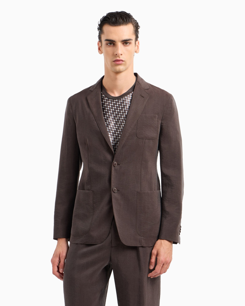 GIORGIO ARMANI Upton line single-breasted jacket in a washed silk blend outlook