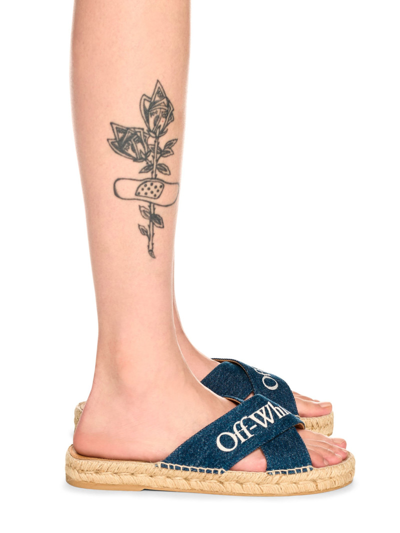 Off-White Blue Denim Criss-cross Espadrilles outlook