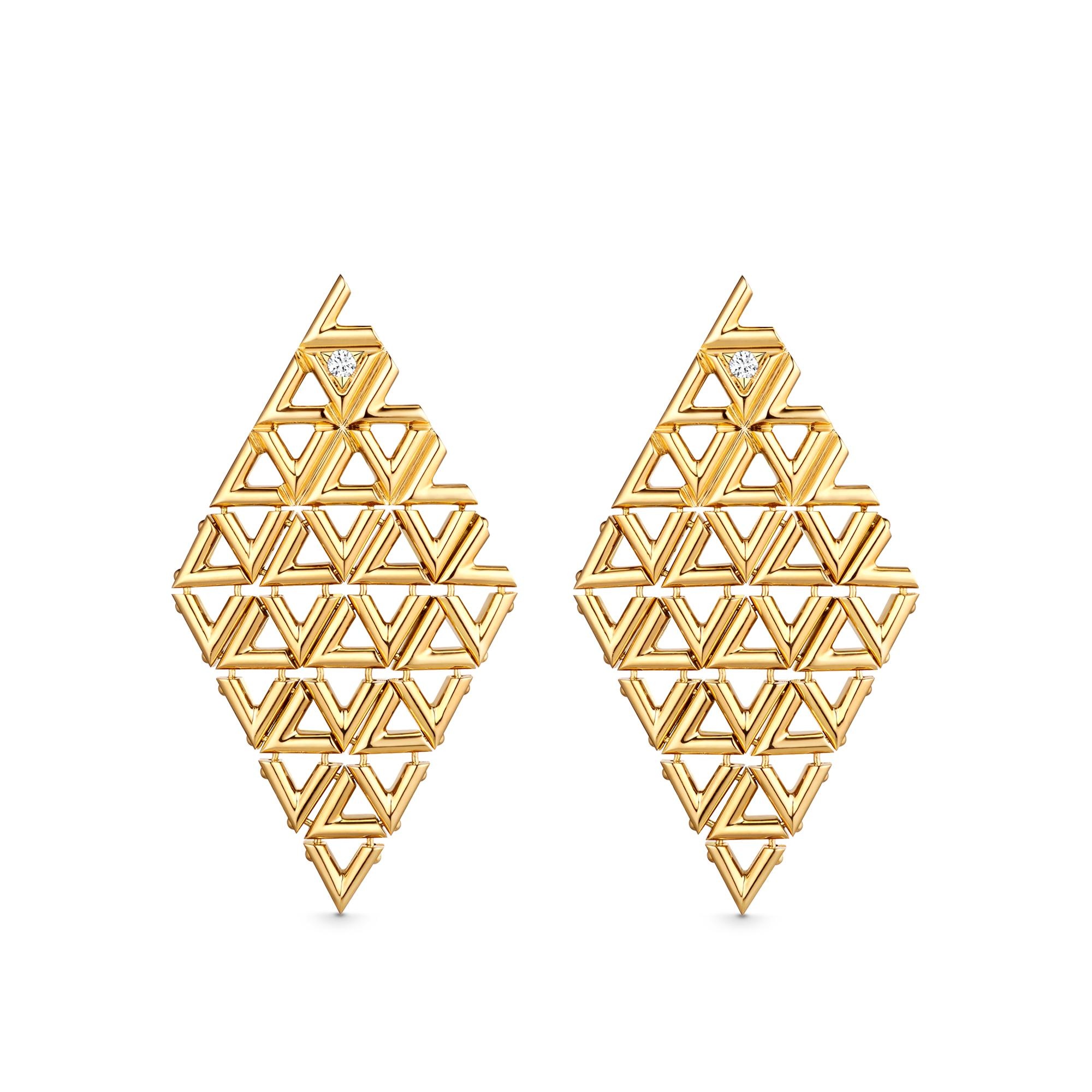 LV Volt Mesh Earrings, Yellow Gold And Diamonds - 1