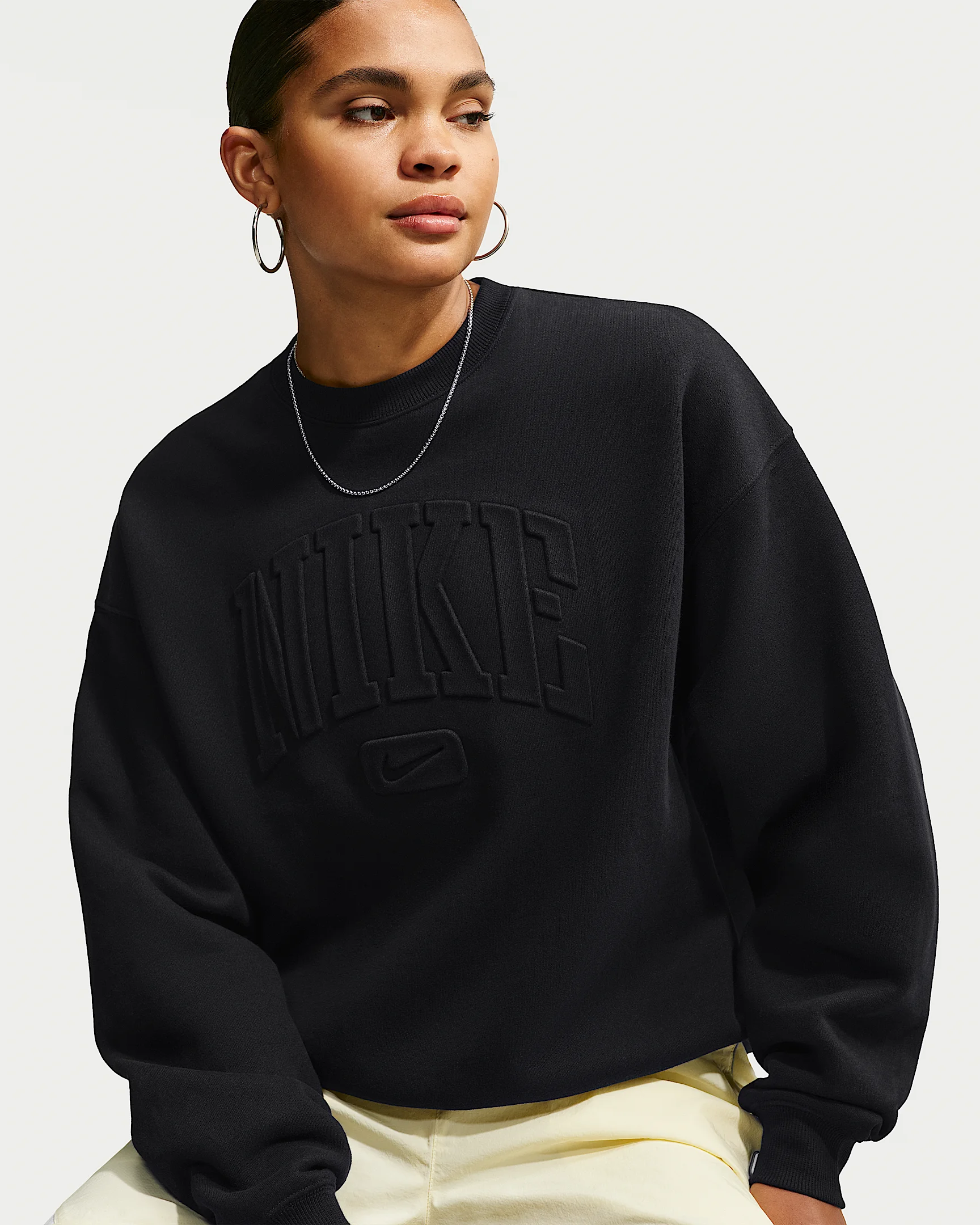 Nike Studio Fleece Medium Weight Women's Oversized Embossed Crew - 1