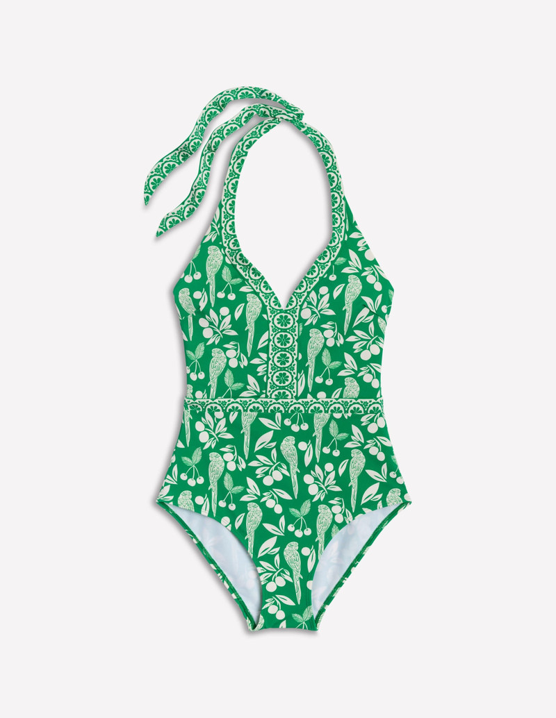 Ios V Panel Swimsuit-Rich Emerald, Ornate Tropics 6