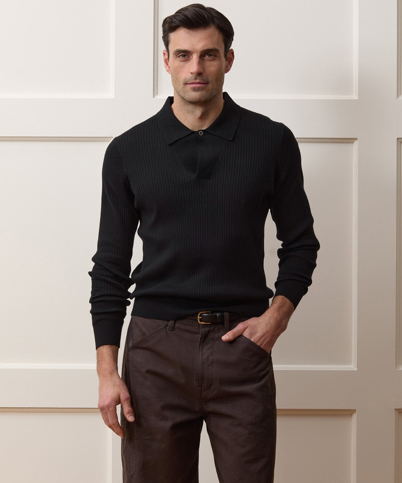 TODD SNYDER Ribbed Cotton-Cashmere Sweater Polo outlook