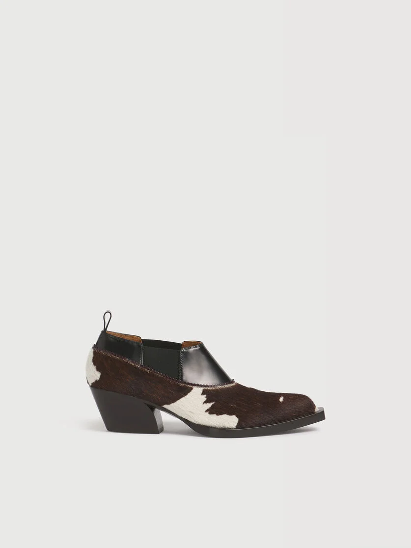 COW-PRINT PONYHAIR COWBOY LOW-CUT BOOT - 1