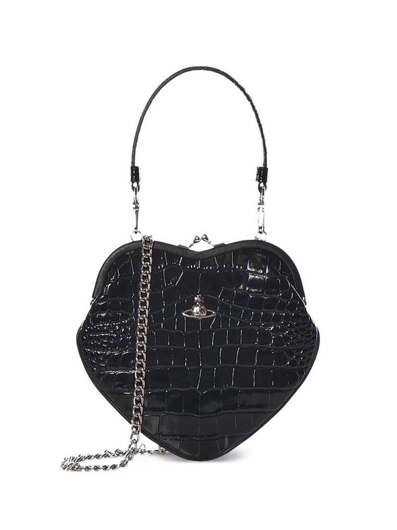 Heart embossed leather tote bag 1