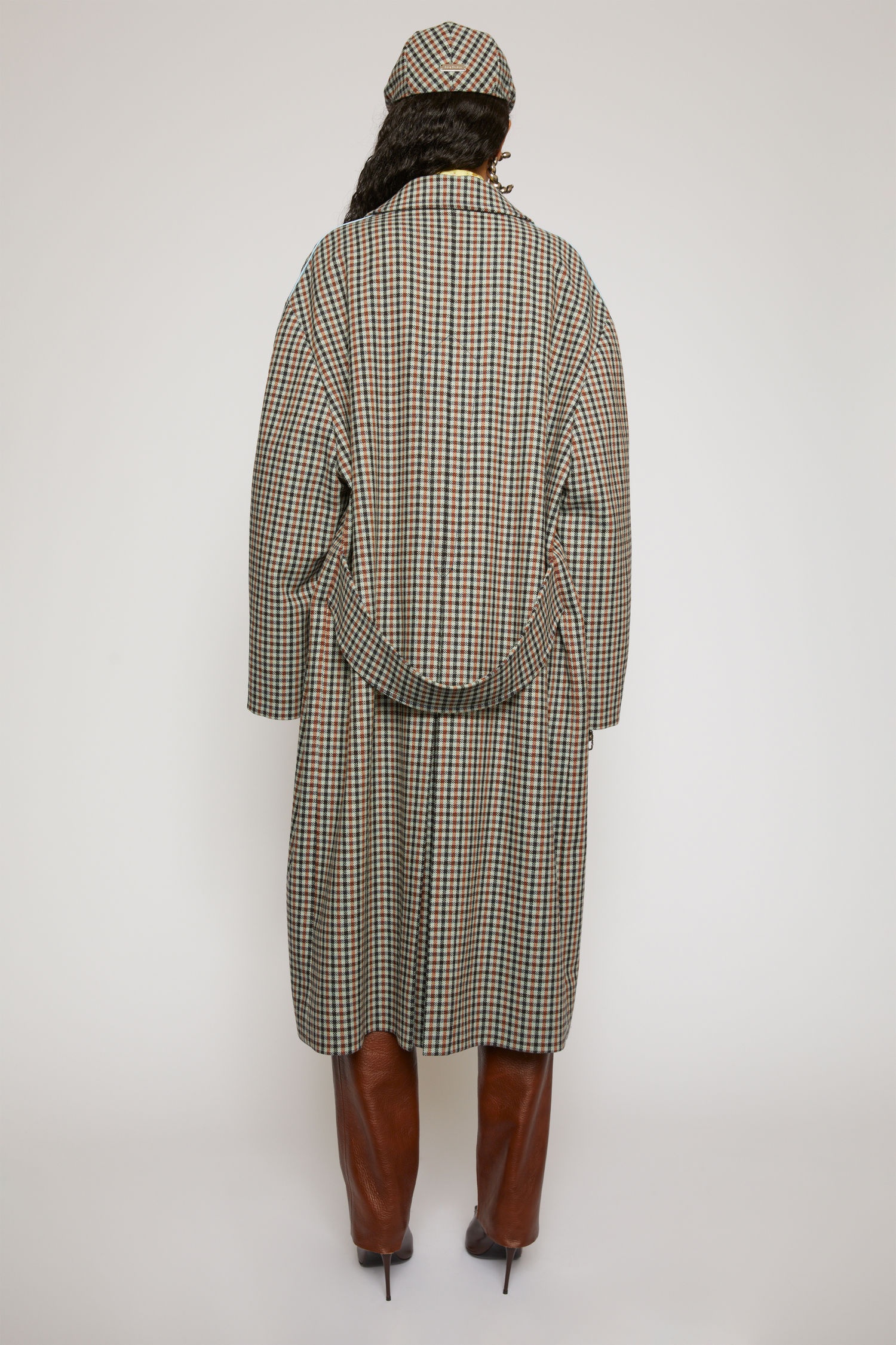 Checked wool coat light blue/orange - 4