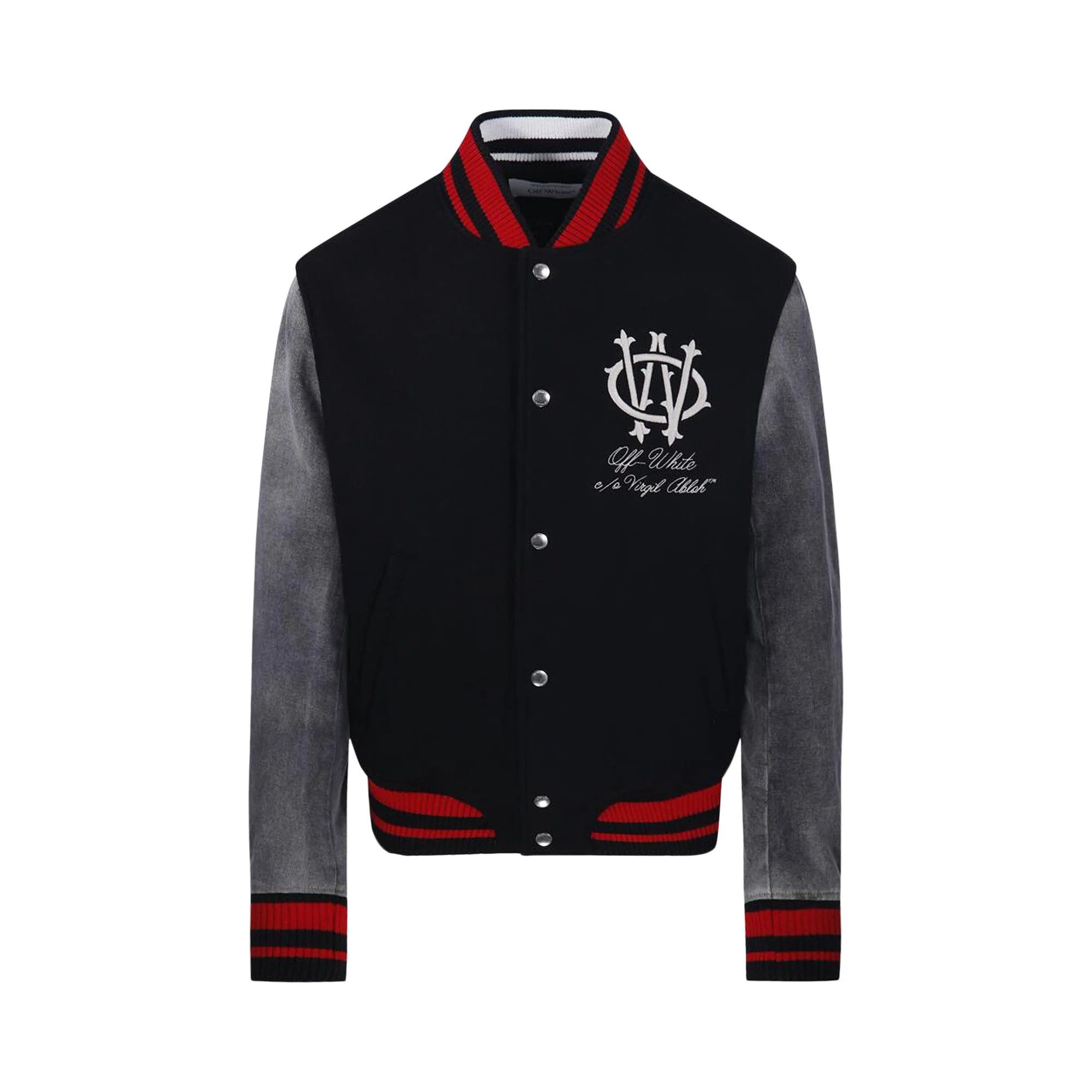 Off-White Gothinc Wool Regular Varsity Bomber 'Black/Red/Grey' - 1