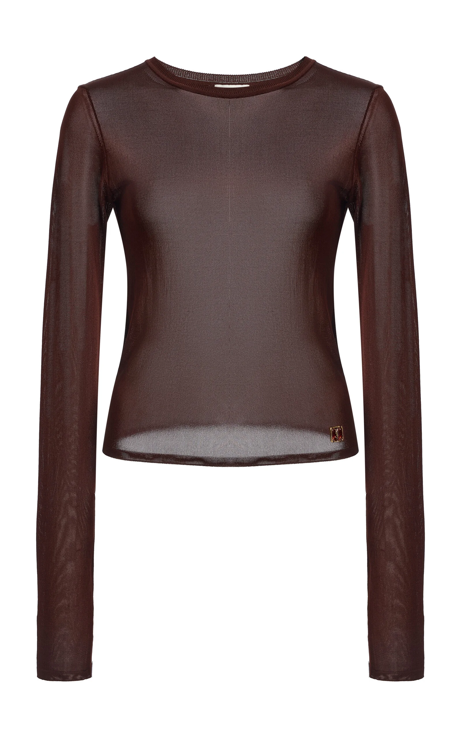 Long-Sleeved Chiffon Top brown - 1