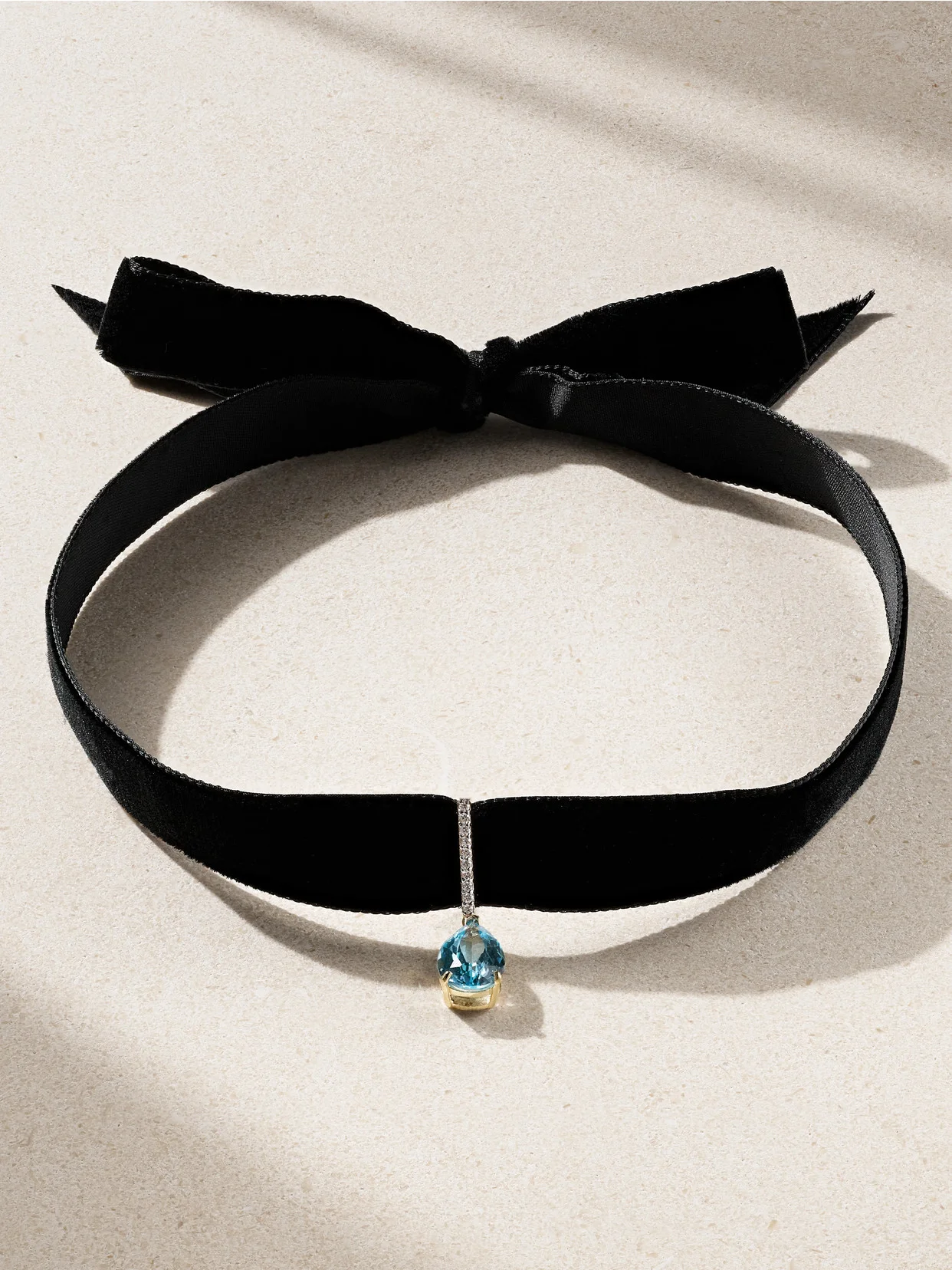 14-karat Gold, Velvet, Topaz And Diamond Choker - 1