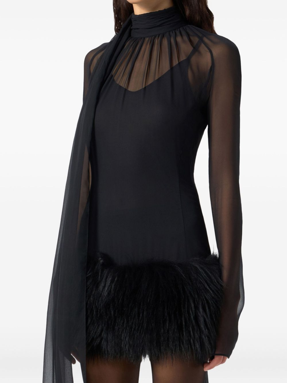 sheer-overlay mini dress - 5