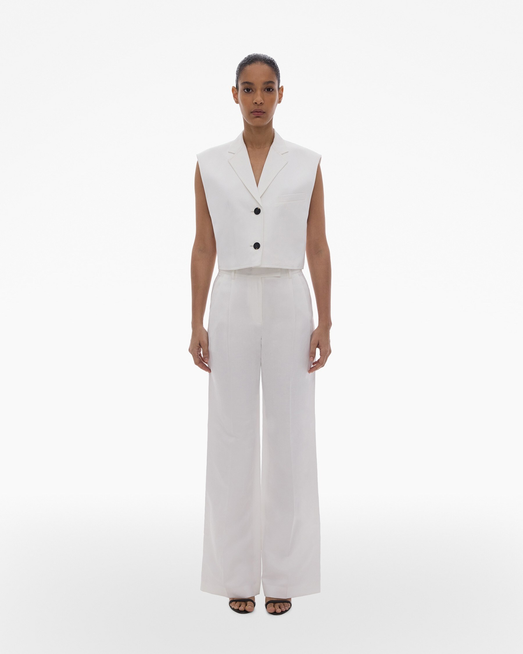 PLEATED STRETCH WOOL PANT - 2