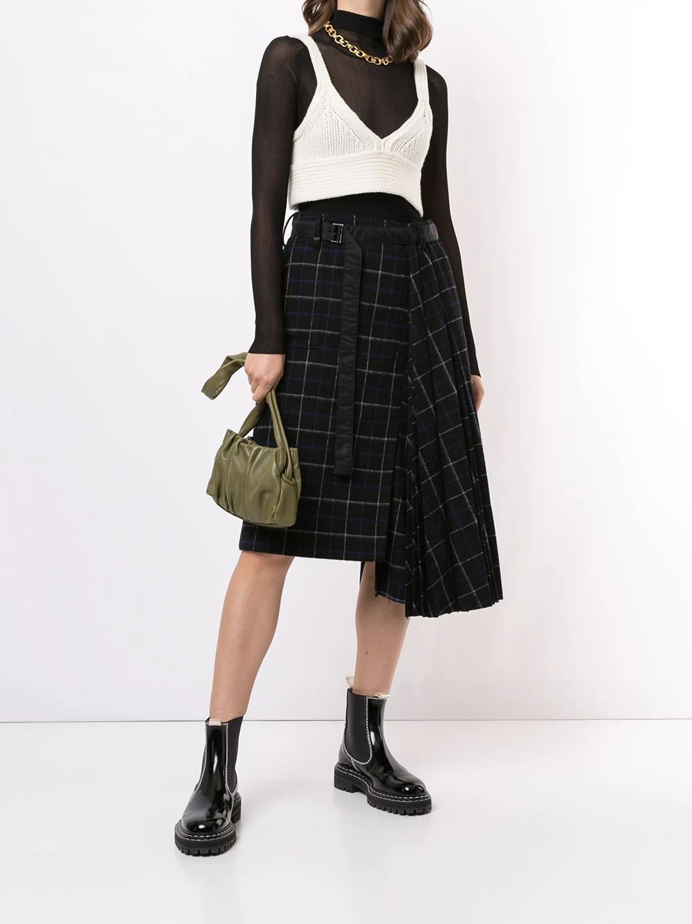 asymmetric tartan skirt - 2