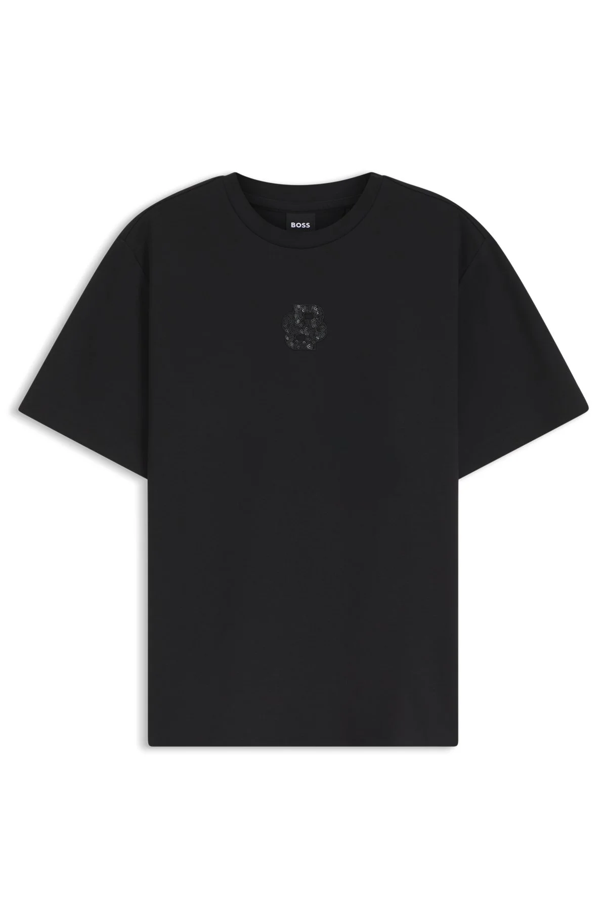 MERCERIZED-COTTON T-SHIRT WITH SEQUIN-EMBROIDERED DOUBLE B MONOGRAM - 1