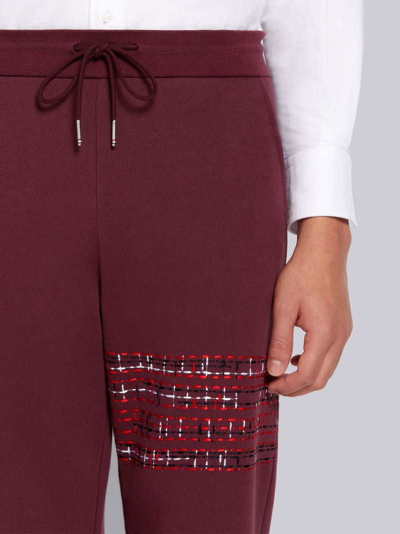 Dark Red Loopback Terry Mending Stitch Sweatpants 5