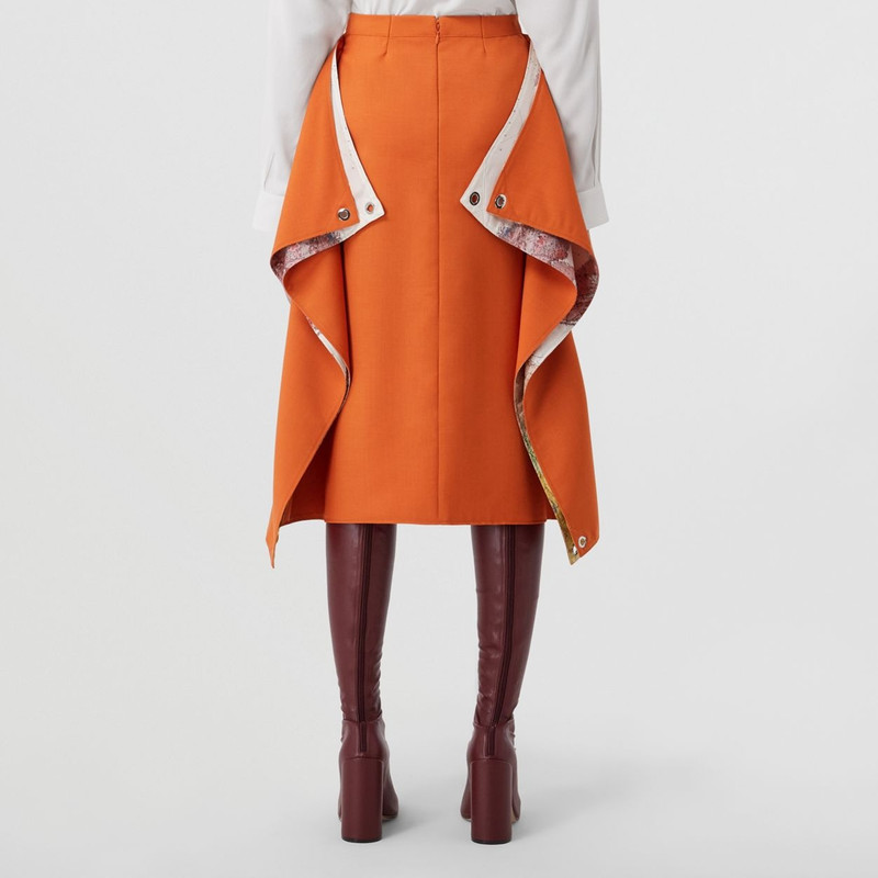 Map Print Panel Detail Mohair Wool Skirt 4