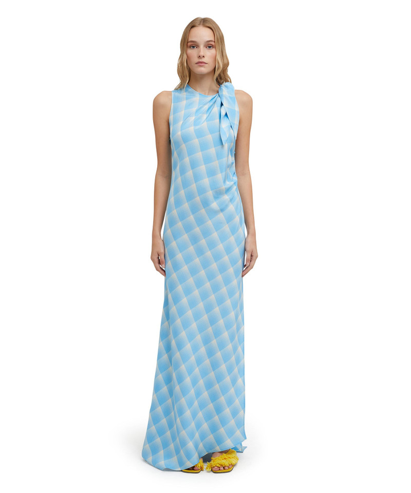 MSGM Check viscose crepe long sleeveless dress outlook