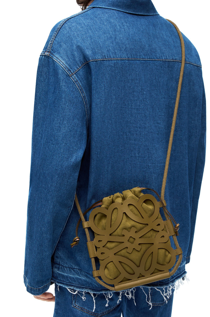 Anagram cut-out crossbody in classic calfskin and canvas 2