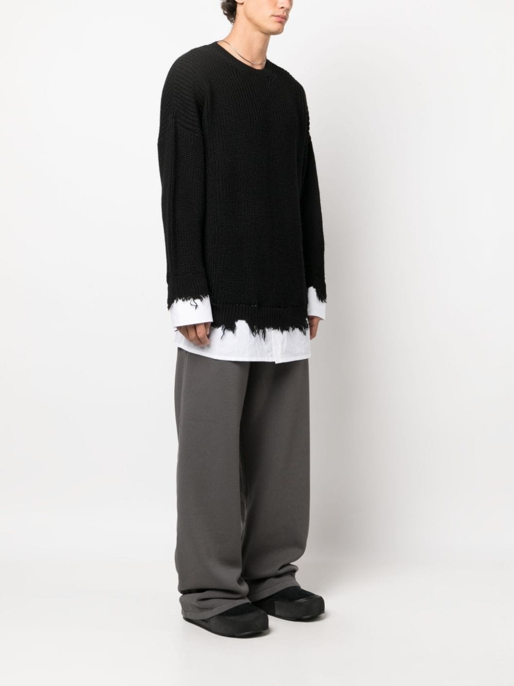 layered waffle-knit jumper - 3