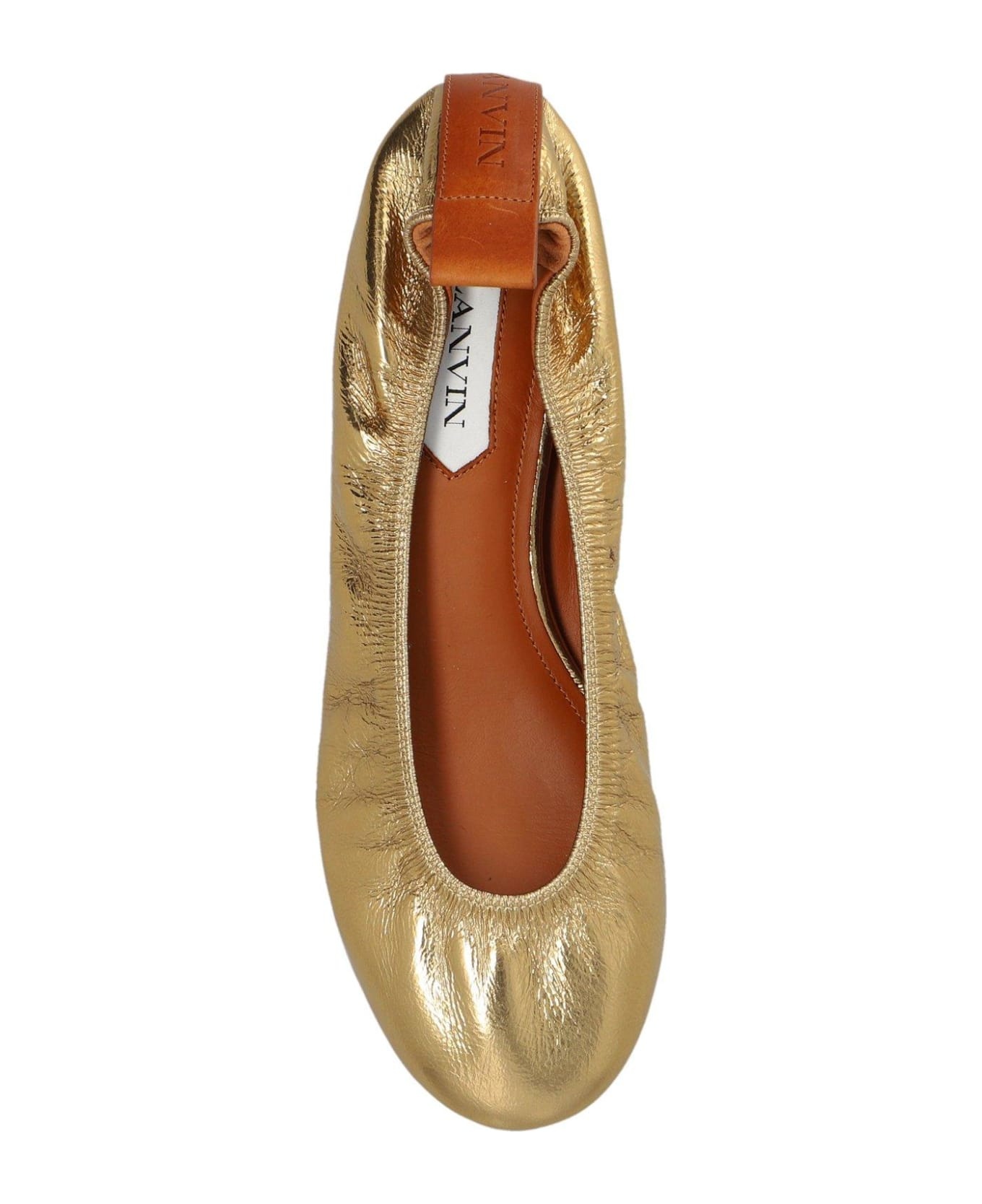 Ruched Detail Metallic Ballerina Shoes - 4