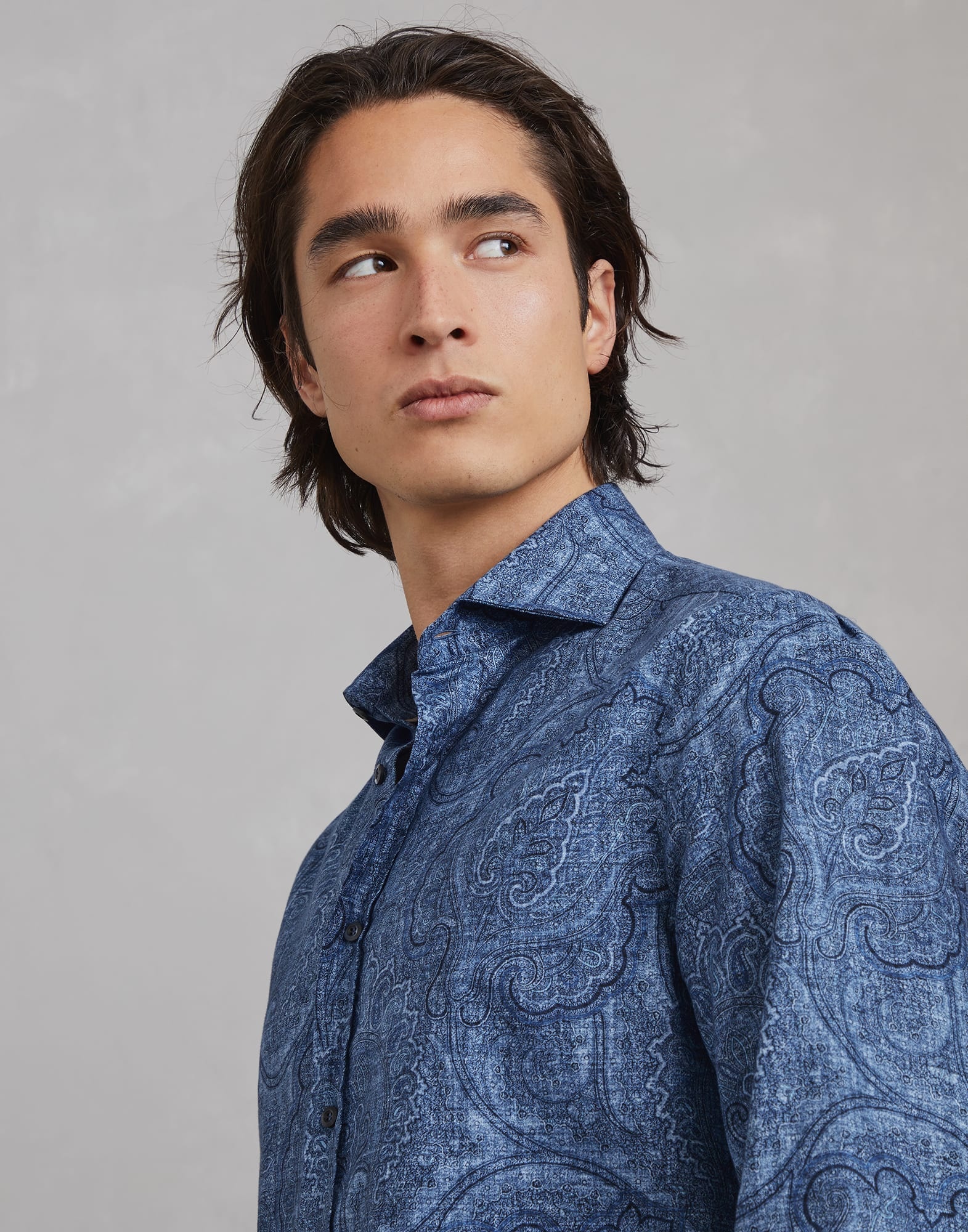 Brunello Cucinelli Paisley slim fit shirt with spread collar