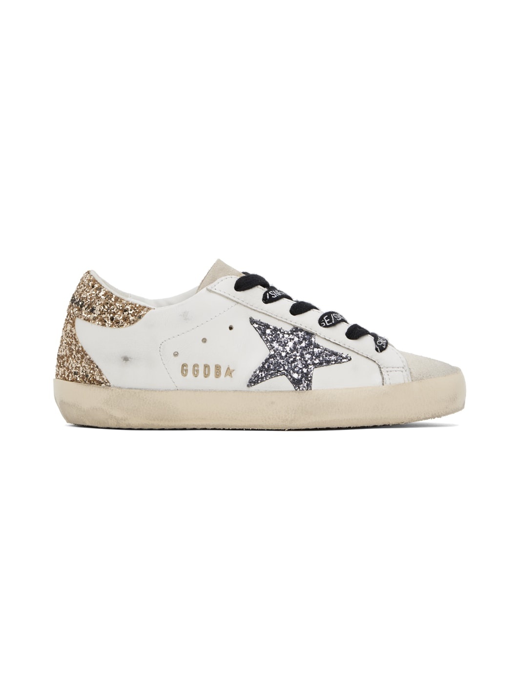 White & Gold Super-Star Classic Sneakers - 1