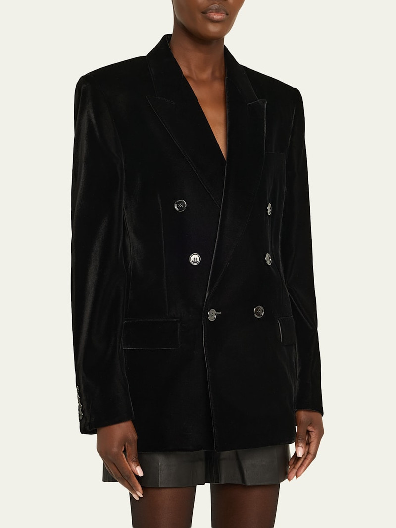 SAINT LAURENT Velvet Double-Breasted Blazer outlook