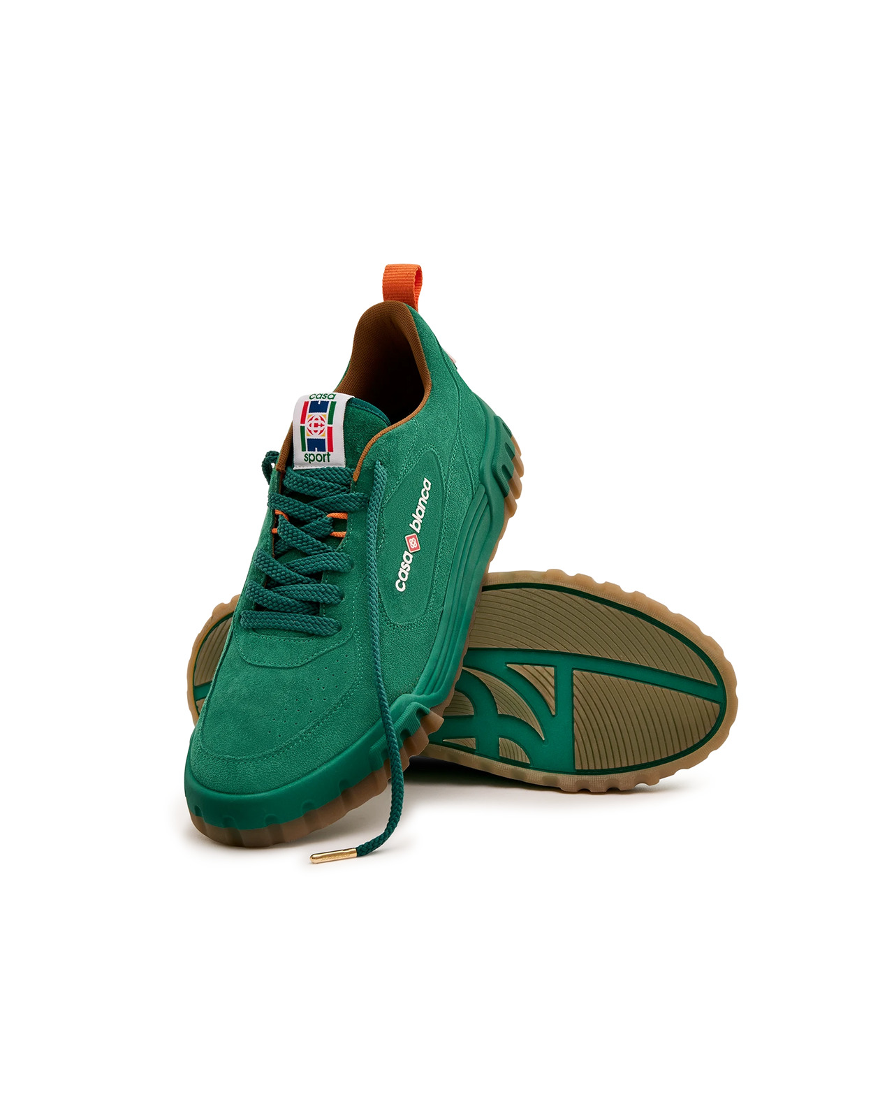Women's Green Suede Court Sneaker | Casablanca Paris - 5
