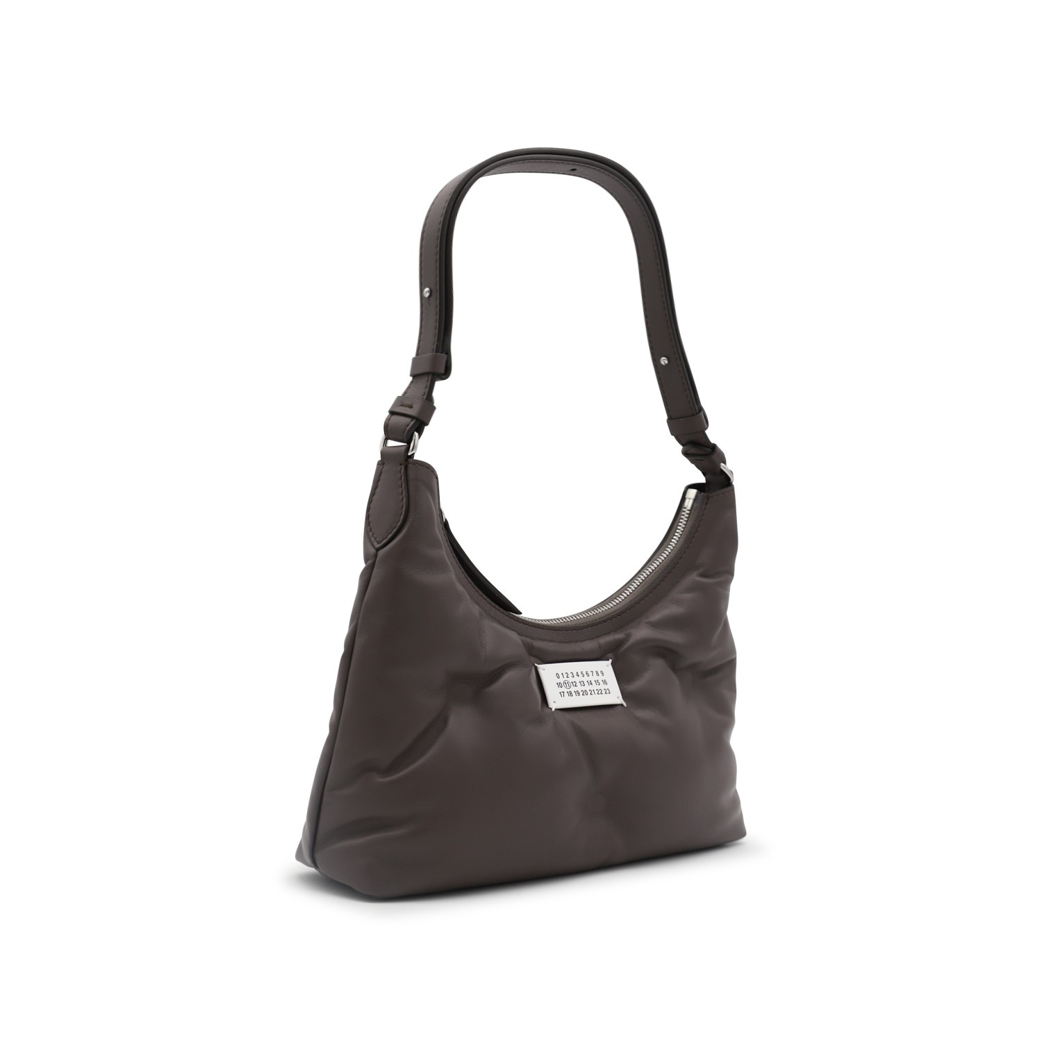 DARK GREY LEATHER GLAM SLAM HOBO SMALL SHOULDER BAG - 2