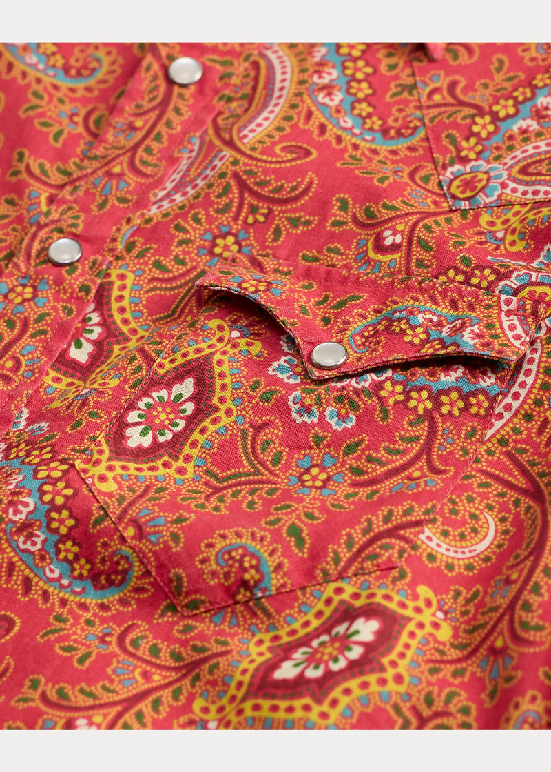 Slim Paisley Linen-Cotton Western Shirt 5