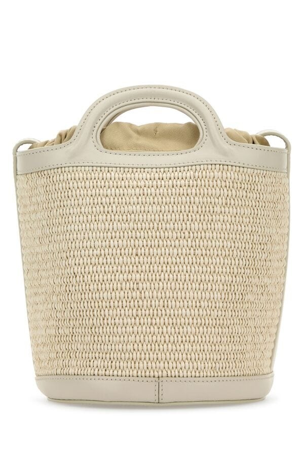 トートバッグ MARNI Ivory leather and raffia Tropicalia bucket bag Tropicalia Bag | Leather and Raffia Bags | Marni