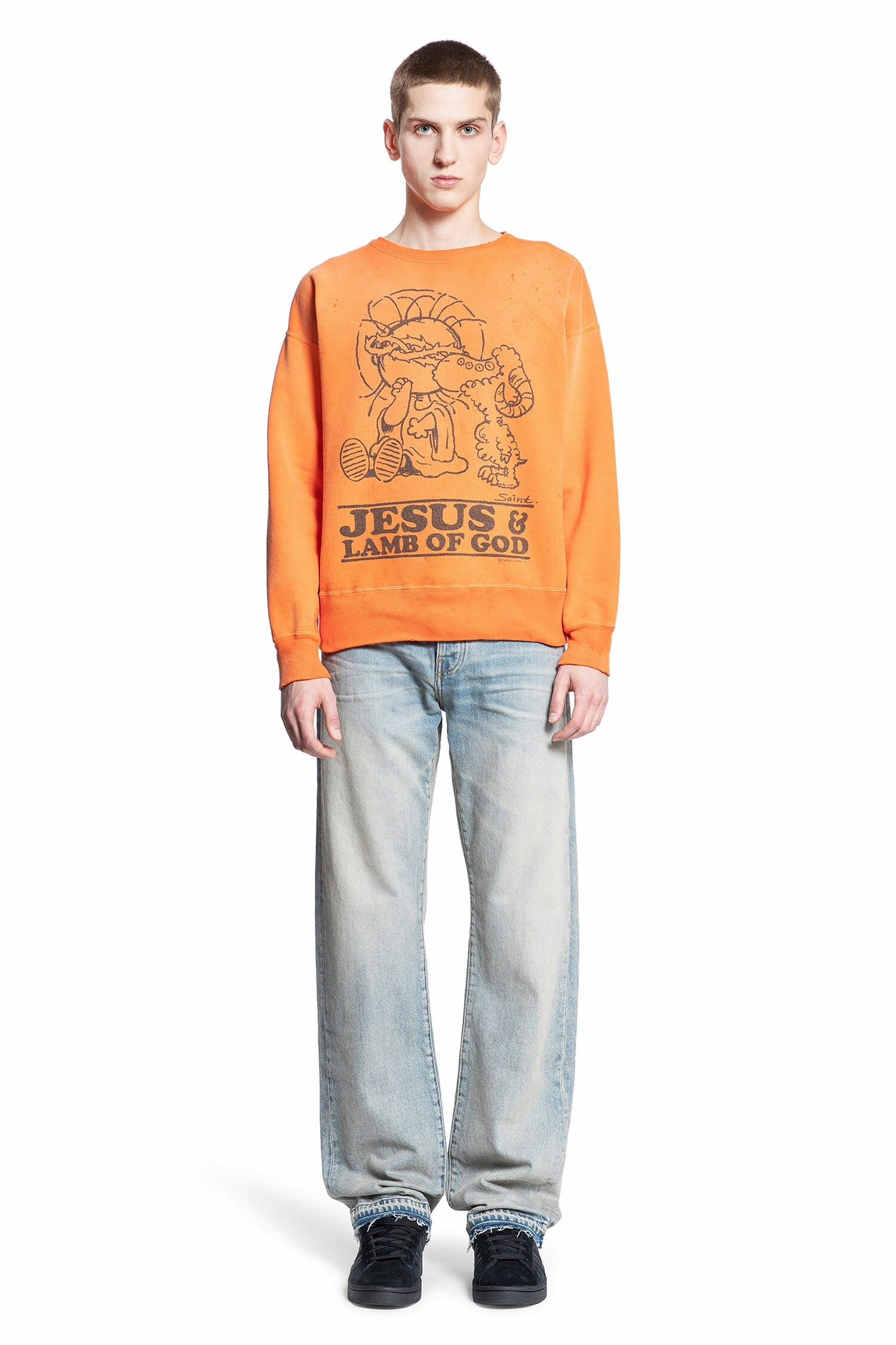 SAINT MICHAEL MAN ORANGE SWEATSHIRTS - 4