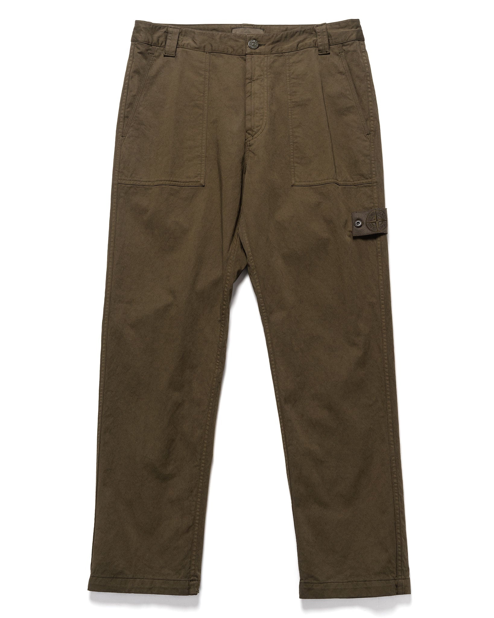Stone Island Ghost Piece Stretch Cotton Wool Satin Pant Military 