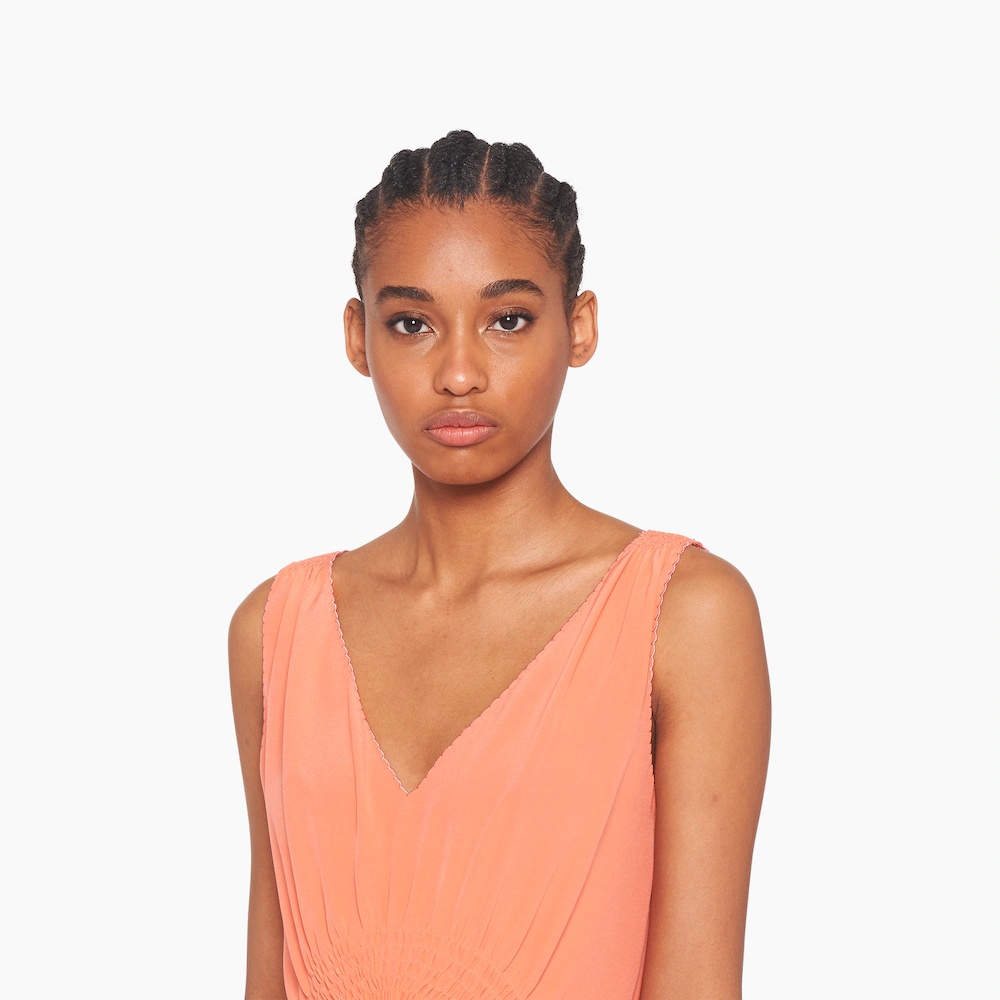 Long crepe de chine dress - 5