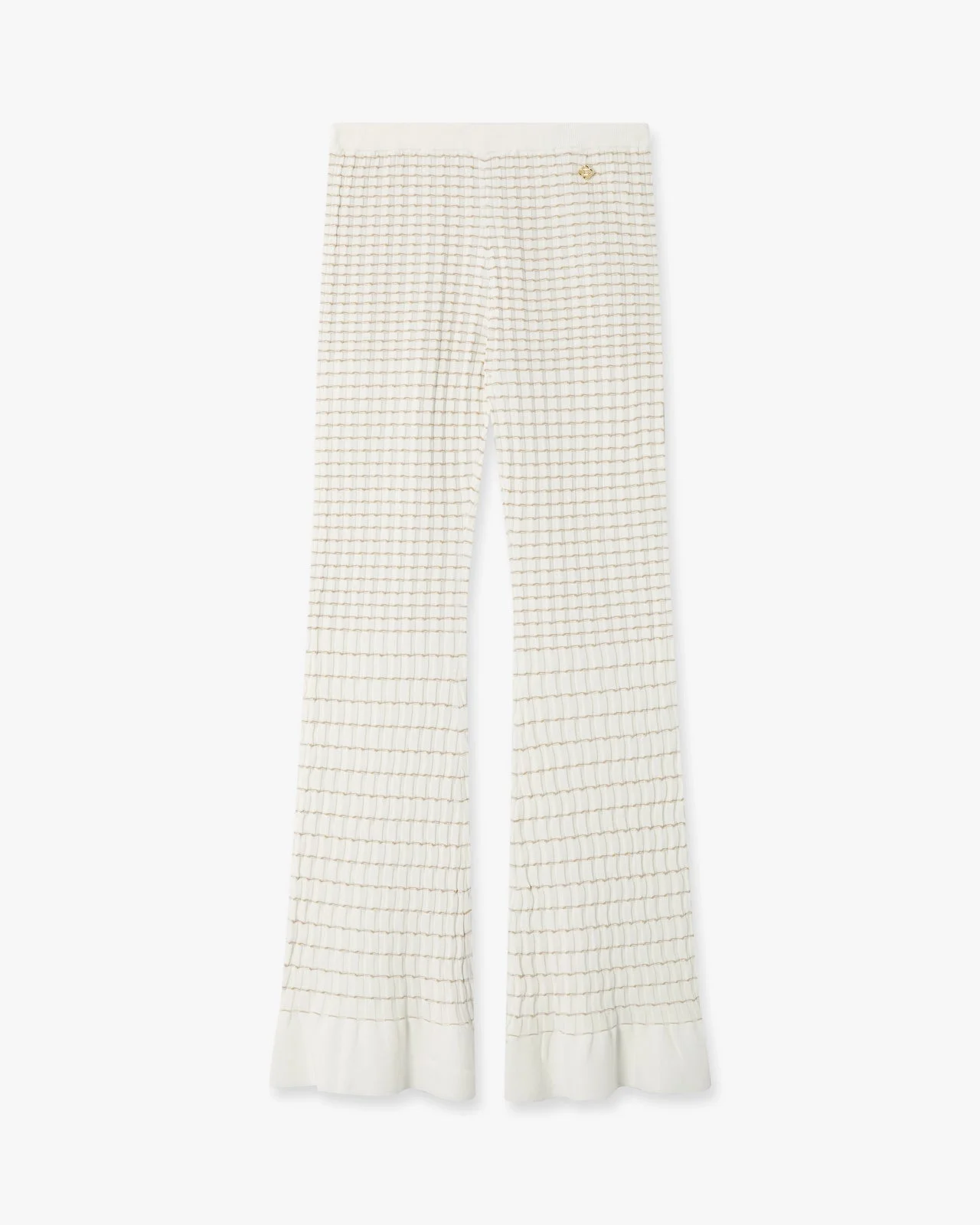 White Pleated Mosaic Pants - 1