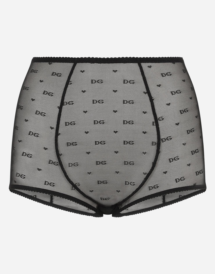 Jacquard tulle high-waisted panties - 1