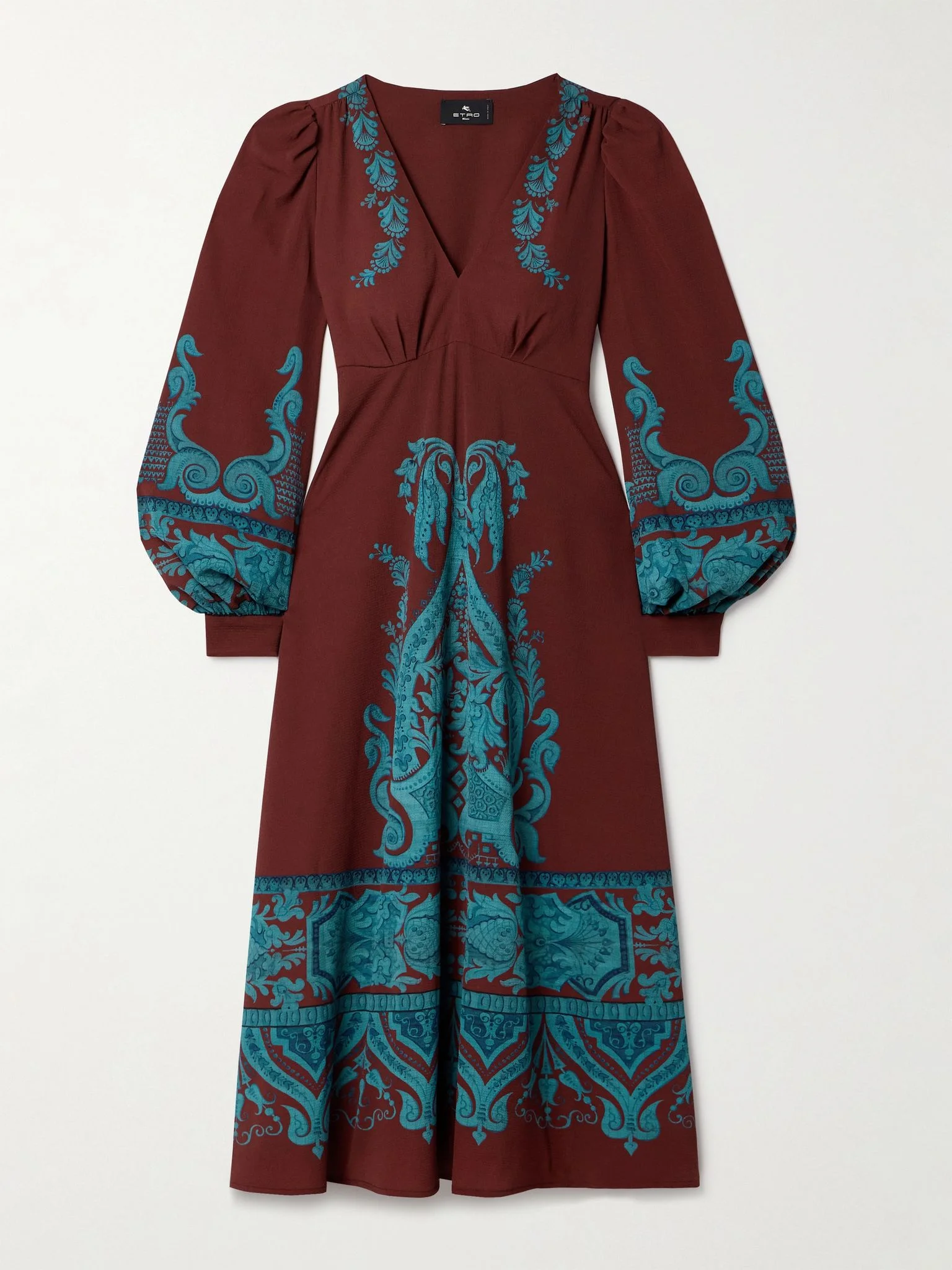 Printed crepe midi dress Brown - 1