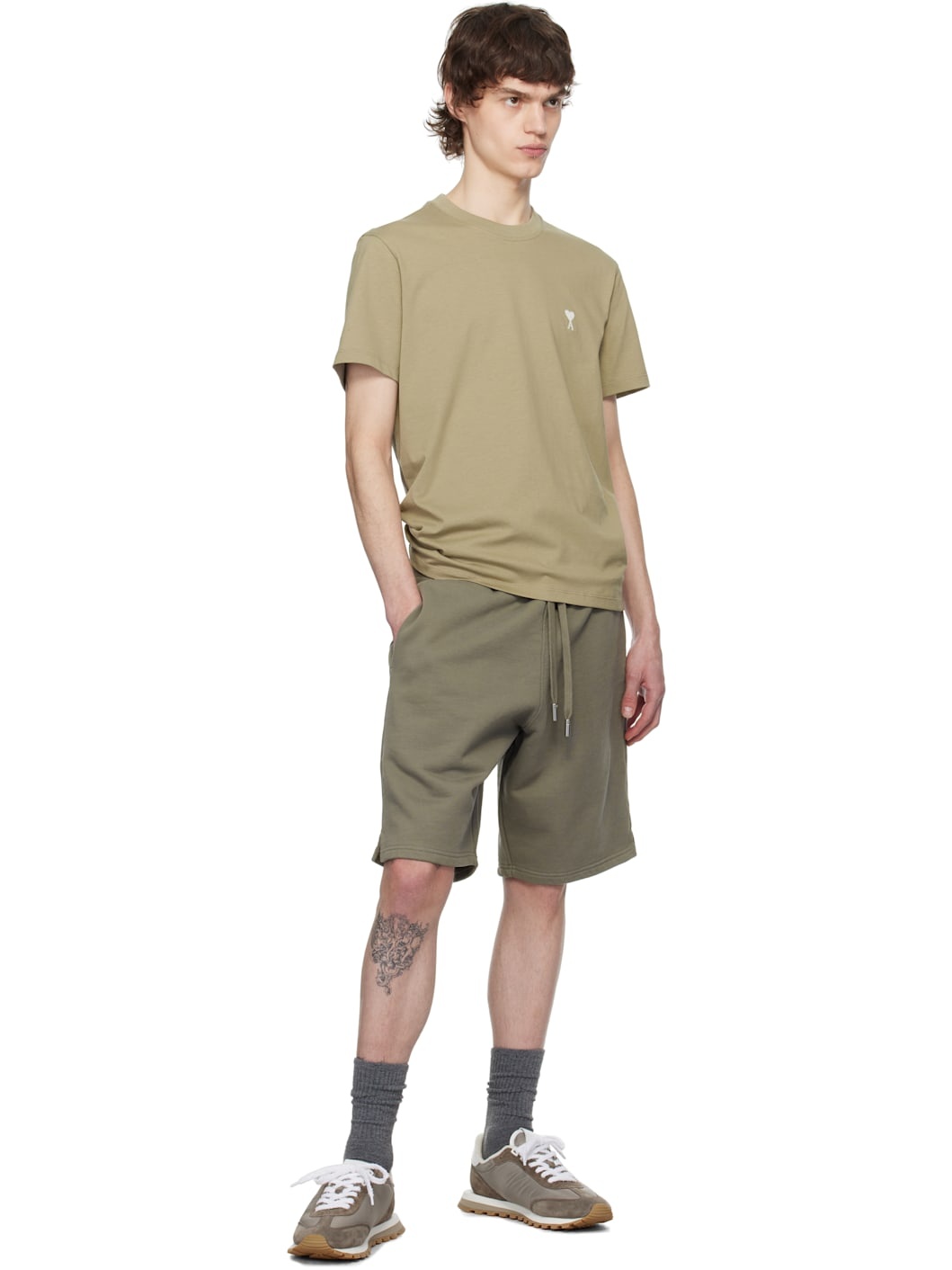 Khaki Cotton Ami de Coeur T-shirt - 4