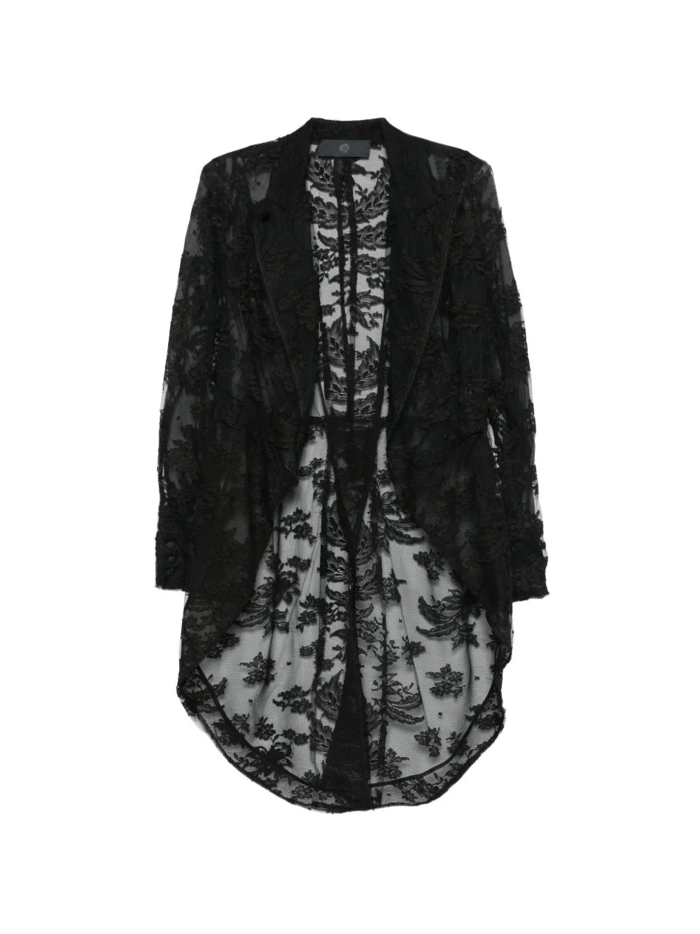 lace-overlay asymmetric jacket - 1