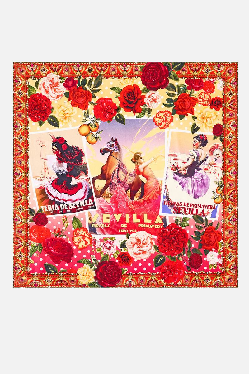 CAMILLA LARGE CRYSTALLED SILK SQUARE SCARF outlook