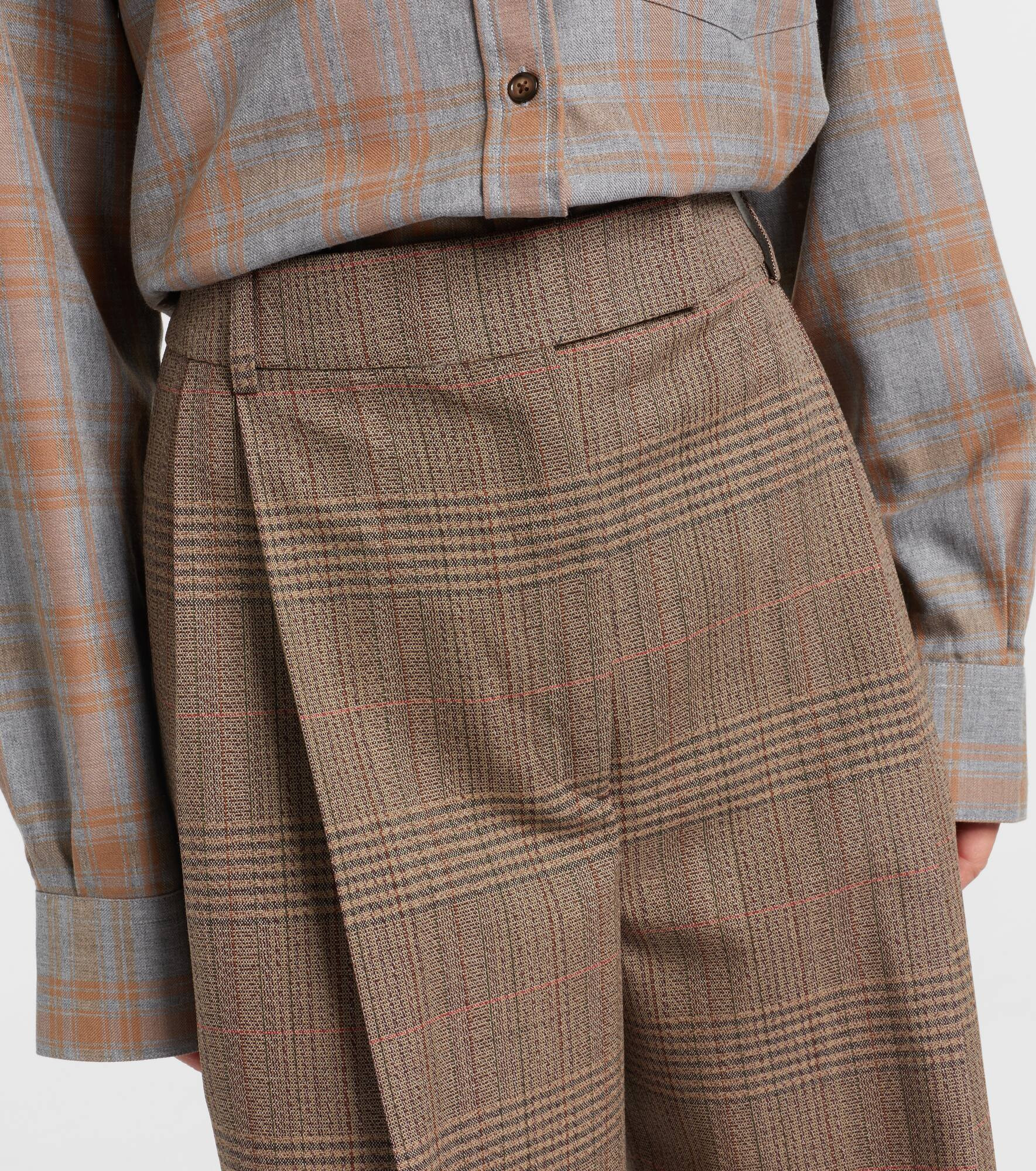 Checked virgin wool straight pants - 4