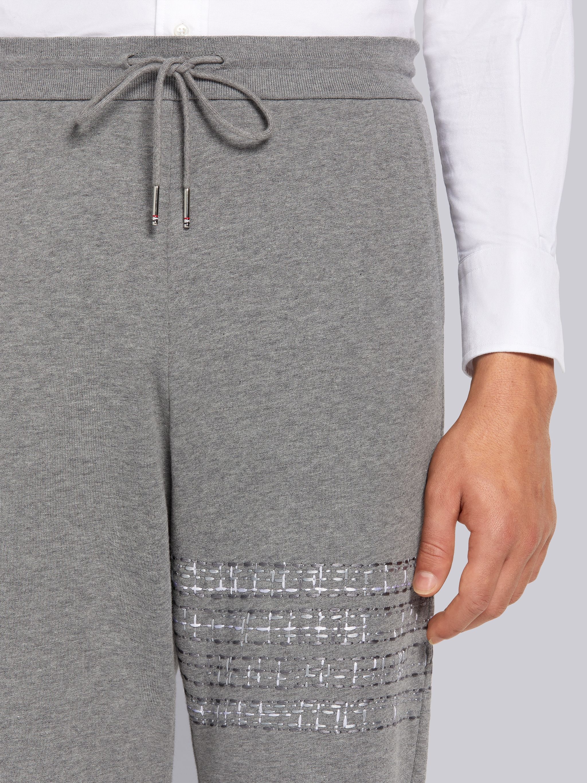 Medium Grey Lightweight Loopback Terry Mending Stitch Sweatpants - 5