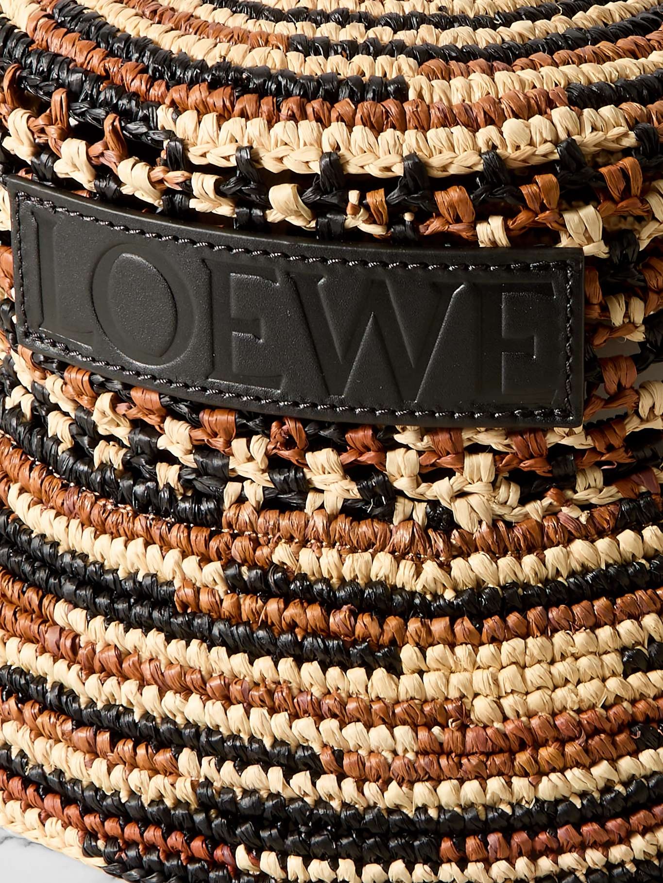LOEWE - Paula's Ibiza Leather and Webbing-Trimmed Striped
