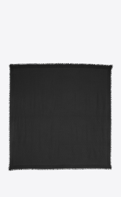 SAINT LAURENT monogram fringed large square scarf in silk and wool jacquard outlook