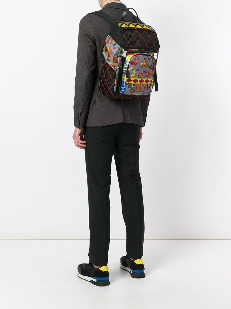 Prada graphic print quilted backpack outlook